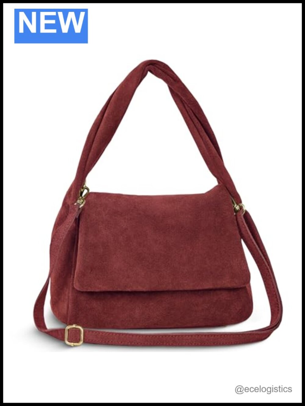 Genuine Suede Top-Handle Satchel with Detachable Strap Women's Handbag
